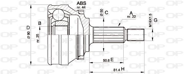 OPEN PARTS Шарнирный комплект, приводной вал CVJ5363.10